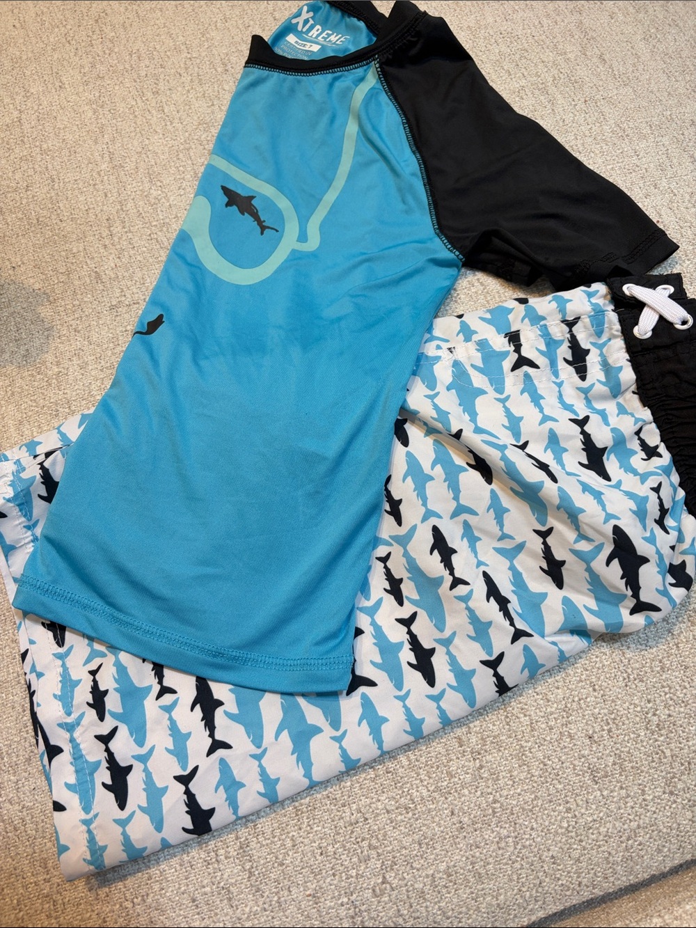 XTreme Kids' Blue Shark Rashguard Swim Top
